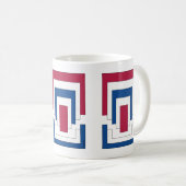 Mug Rectangle Abstrait en rouge, blanc et bleu (Devant droit)