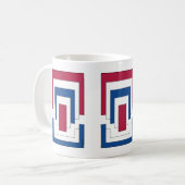 Mug Rectangle Abstrait en rouge, blanc et bleu (Devant gauche)