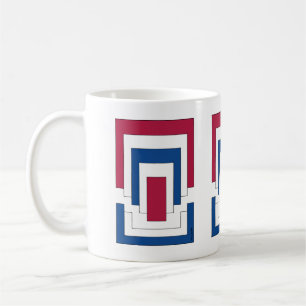Mug Rectangle Abstrait en rouge, blanc et bleu