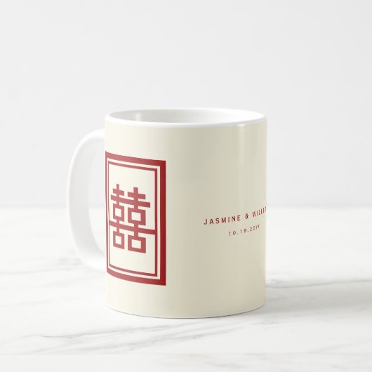 Mug Rectangle double bonheur Mariage chinois classique (Devant gauche)