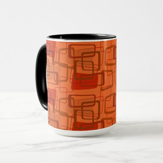 Mug Rectangles graphiques orange modernes du milieu du (Devant gauche)