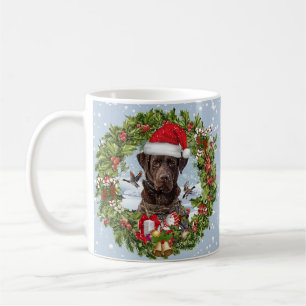 Mug Récupérateur de chocolat Labrador, couronne de Noë