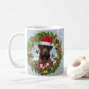 Mug Récupérateur de chocolat Labrador, couronne de Noë