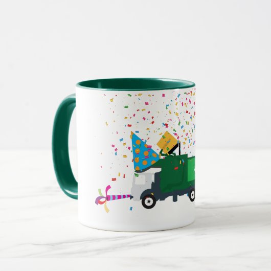Mug Recyclage de la fête des camions à ordures (Devant gauche)