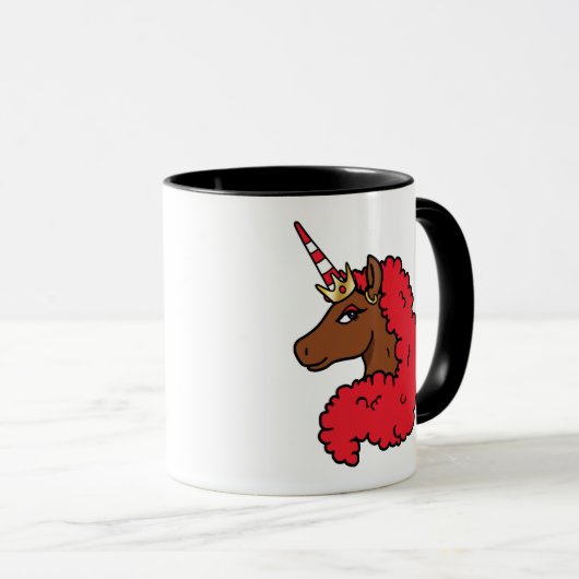 Mug Red Afro Unicorn (Devant droit)