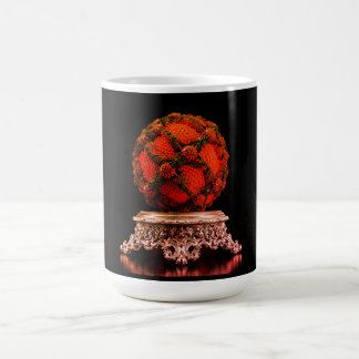 Mug Red And Black Mandelbrot Sphere On Silver Pedestal