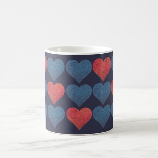 Mug Red and Blue Patterned Hearts (Centre)