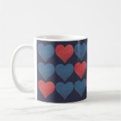 Mug Red and Blue Patterned Hearts (Gauche)