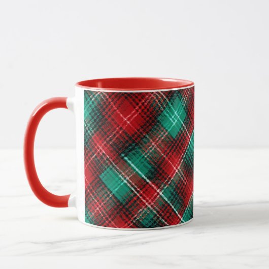 Mug Red and green holiday plaid (Gauche)