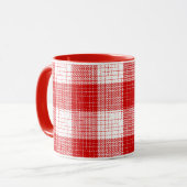 Mug Red and White Bold Checkered Plaid Design  (Devant gauche)