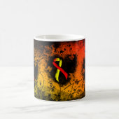 Mug Red and Yellow Awareness Ribbon Grunge Heart Coffe (Centre)