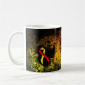 Mug Red and Yellow Awareness Ribbon Grunge Heart Coffe (Gauche)