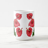 Mug Red Anthurium Flowers with Green Leaves (Centre)