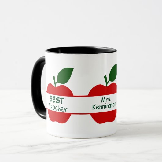 Mug Red Apple meilleur enseignant personnalisé (Devant gauche)