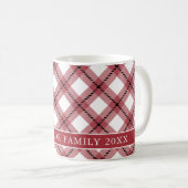 Mug Red Argyle Plaid Farmhouse Family Name (Devant droit)