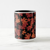 Mug Red Autumn maple leaves on black (Centre)