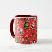 Mug Red Background Christmas Decorative Pattern (Devant gauche)