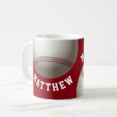 Mug Red Baseball Avec Nom Personnalisé Sports (Devant gauche)