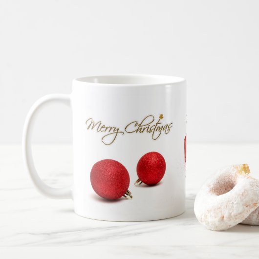 Mug Red Baubles Joyeux Noël maman (Avec donut)