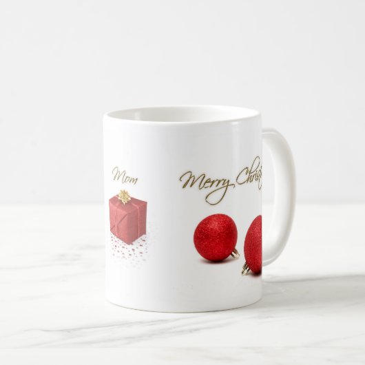 Mug Red Baubles Joyeux Noël maman (Devant droit)