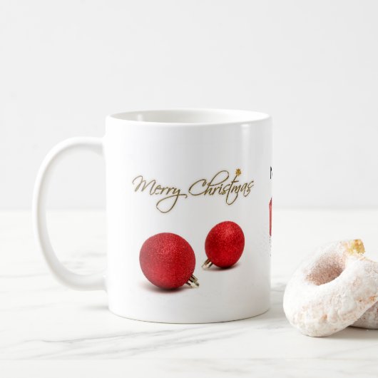 Mug Red Baubles Joyeux Noël maman (Avec donut)