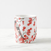 Mug Red Berries Bullfinches Motif aquarelle (Centre)