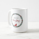 Mug Red Berries Wreath and Red Cardinal Christmas (Devant gauche)