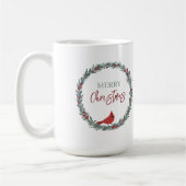 Mug Red Berries Wreath and Red Cardinal Christmas (Gauche)