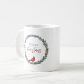Mug Red Berries Wreath and Red Cardinal Christmas (Devant gauche)