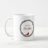 Mug Red Berries Wreath and Red Cardinal Christmas (Gauche)