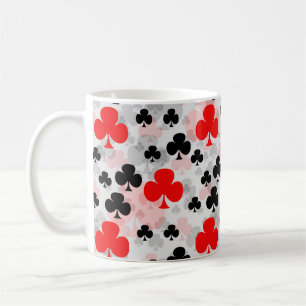 Mug Red Black Clover Club Design Motif Abstrait