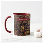 Mug Red Black & Gold Aztec Inspired Design