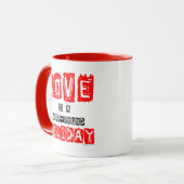 Mug Red Black Love est une typographie de vacances tou (Devant gauche)