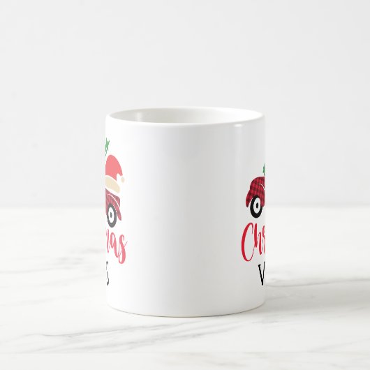 Mug Red Black Plaid Pattern Rustic Christmas Truck (Centre)