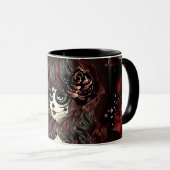 Mug Red Black Rose Sugar Skull Girl Personnalisé (Devant droit)