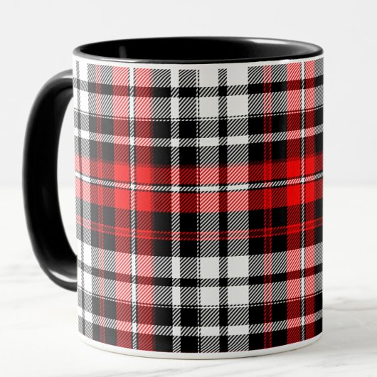 Mug Red Black White Plaid Tartan Pattern Design 