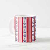 Mug Red Blue Ancres nautiques Navires Roue Bateau Voil (Devant gauche)