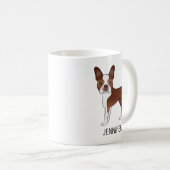 Mug Red Boston Terrier mignon dessin animé Chien et no (Devant droit)