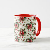 Mug Red Bows and Holly Leaves (Devant droit)