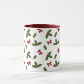 Mug Red Bows Et Christmas Holly Plante Motif & Nom (Centre)