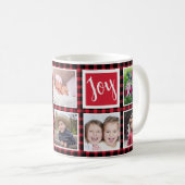 Mug Red Buffalo Plaid 12 Photos Collage Noël (Devant droit)