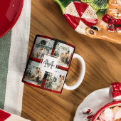 Mug Red Buffalo Plaid & Collage Photo Avec Initiale