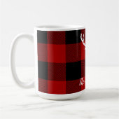 Mug Red Buffalo Plaid & Deer | Nom personnel Cadeau (Gauche)