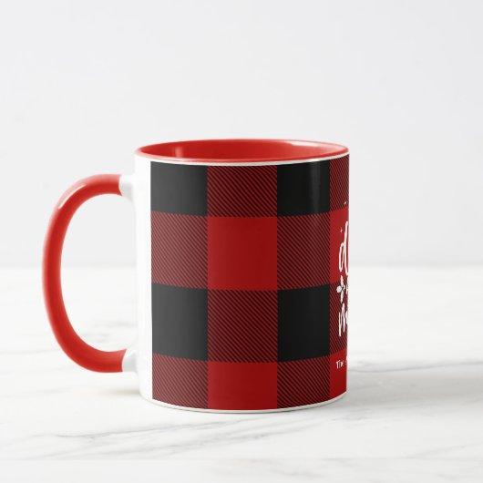 Mug Red Buffalo Plaid “Eat, Drink & Be Merry" (Gauche)