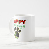 Mug Red Buffalo Plaid Empreinte de patte Christmas (Devant gauche)