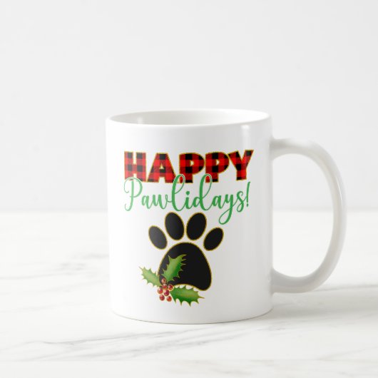Mug Red Buffalo Plaid Empreinte de patte Christmas (Droite)