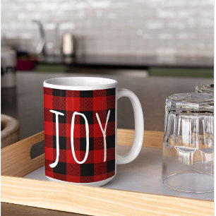 Mug Red Buffalo Plaid & Joy   Holiday