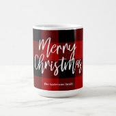 Mug Red Buffalo Plaid & Joyeux Noël |Nom personnel (Centre)
