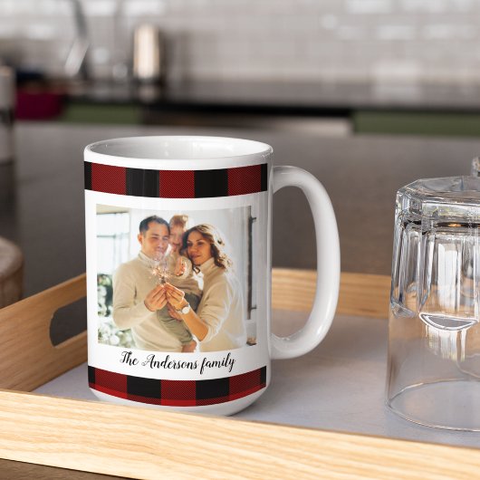 Mug Red Buffalo Plaid & Nom Personnel Et Photo