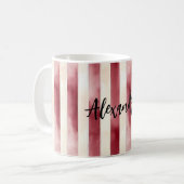 Mug Red Burgundy Cream Stripes Christmas (Devant gauche)